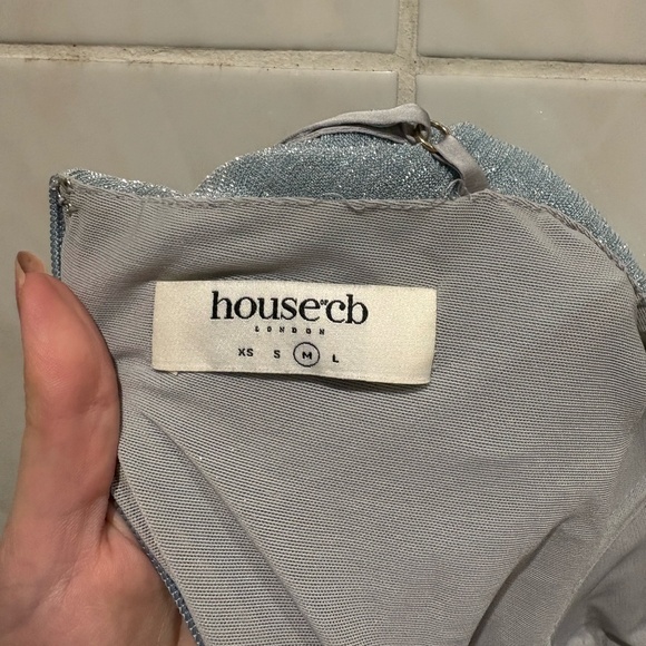 HOUSE OF CB Fornarina Baby Blue Sparkle Silvermist Fairy Glitter Ruched Dress - Picture 6 of 6